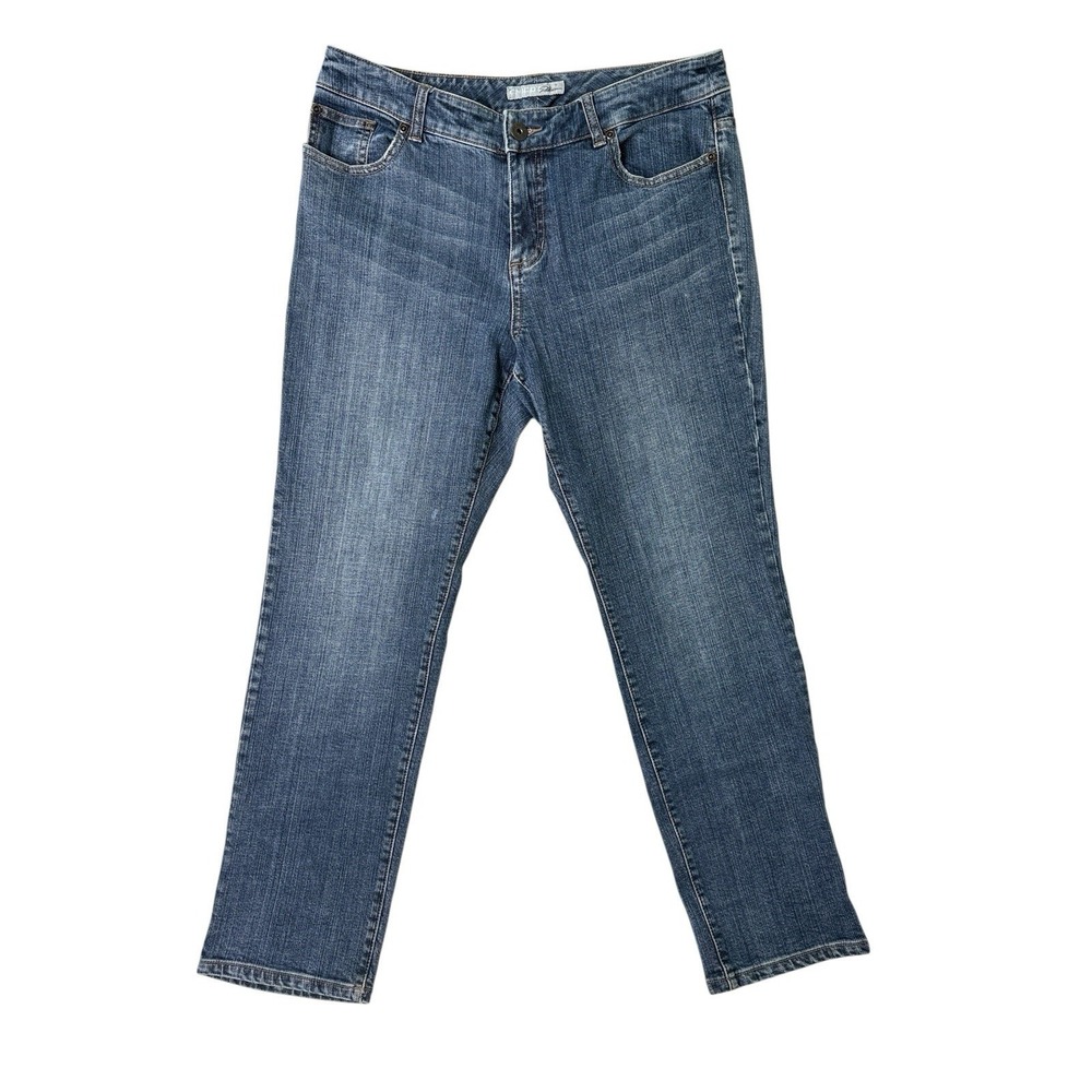 Chico's Platinum Denim Jeans Sz 1.5 Short‎ Ultimate Fit Slim Leg